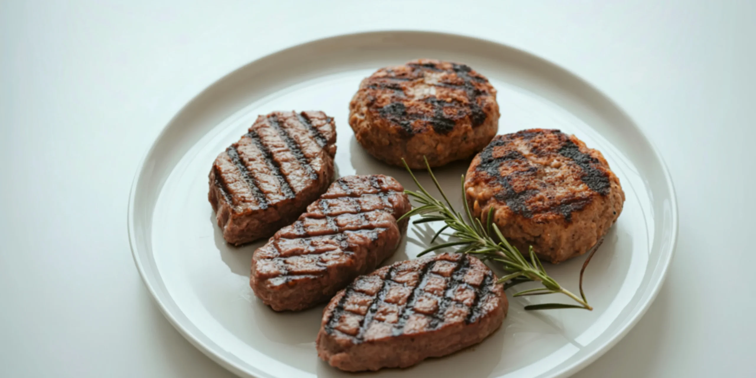 A plate of traditional grilled steak next to bio-identical fermented meat alternative.